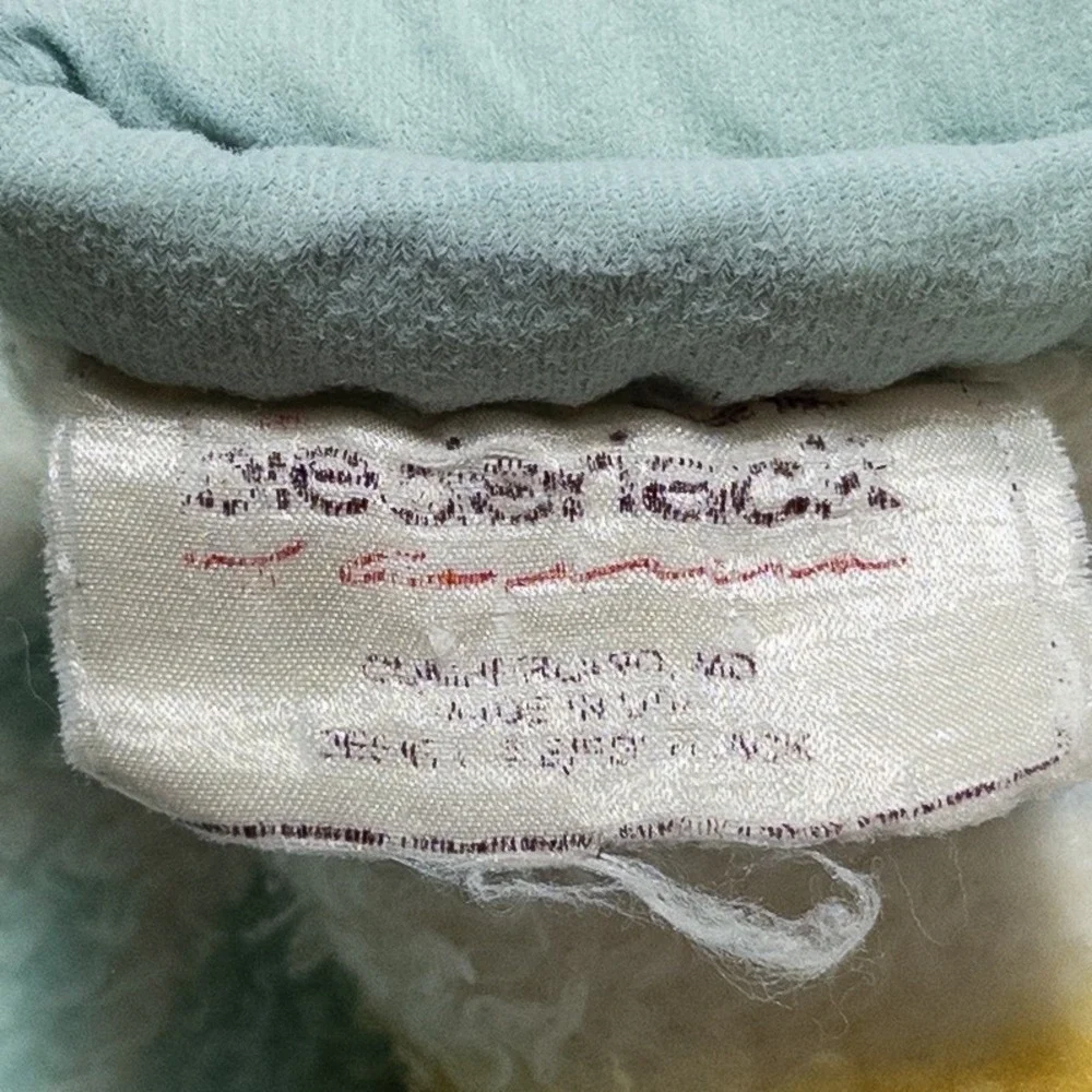 Vintage Biederlack Baby Blanket Multicolor Pastel Puppies Geometric Striped *